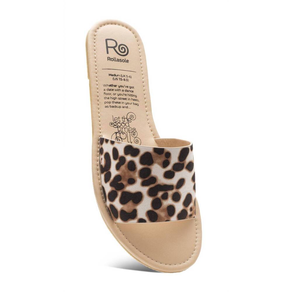 NEW ROLLASOLE women's leopard sandals in brown